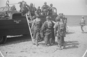 Reenactors board a duck boat at D-Day Conneaut 2018. (Anthony C. Hayes)