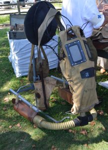 Govenors Island Sept 16, 2018: A gas mask for a horse was on display at Camp Doughboy. (Anthony C. Hayes)