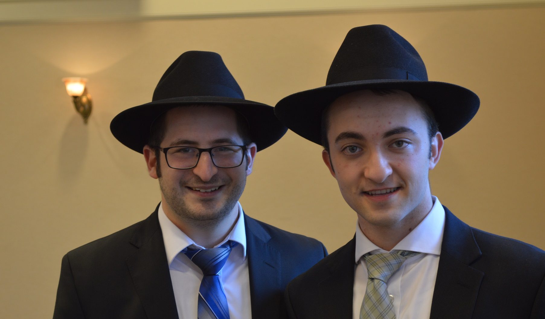 Baruch Rosenstein and Yechiel Brejt were two of the rabbinic students who led Kol Nidre services at North Oaks Senior Community in Pikesville, Maryland. (Anthony C. Hayes)