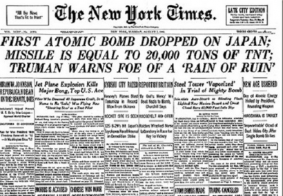 NYT Headline On The A-Bomb